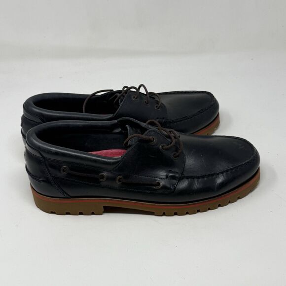 Tommy Hilfiger Lug Sole Boat Shoes Mens 11.5 Blue Leather 3 Eye Chunky Prepcore - Picture 3 of 16